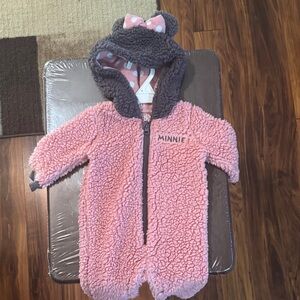 Disney Pink and Gray Minnie Mouse Bodysuit